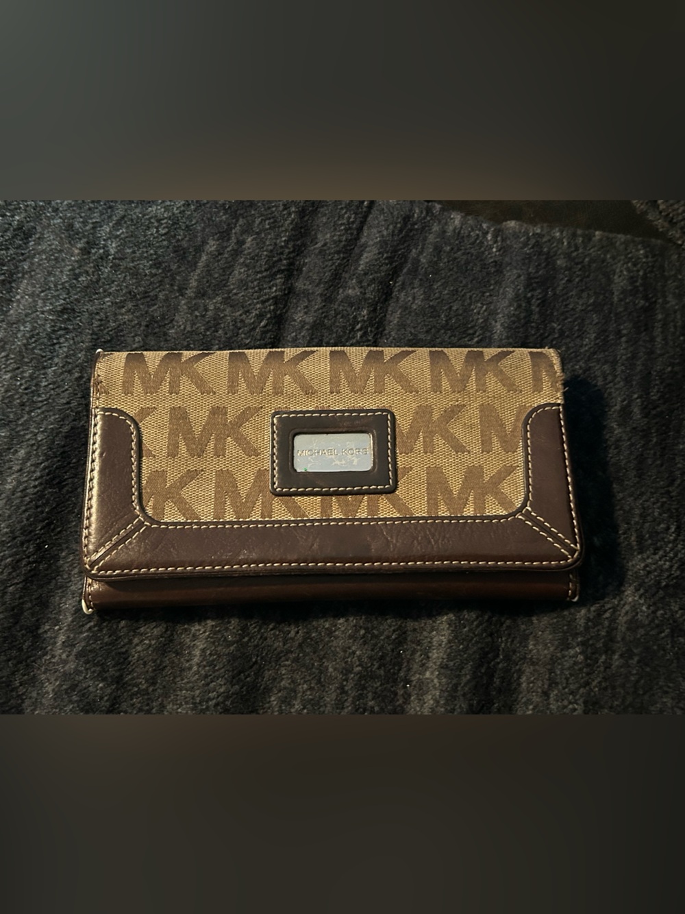 Michael Kors Brown and Tan MK Signature Continental Wallet